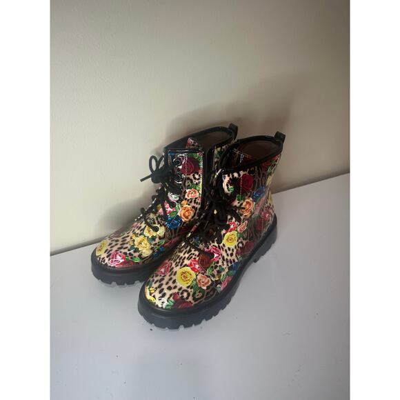 Betsey Johnson Girl's John Mixed Print Ankle Boots Sz 5 EXCELLENT! - Picture 2 of 8